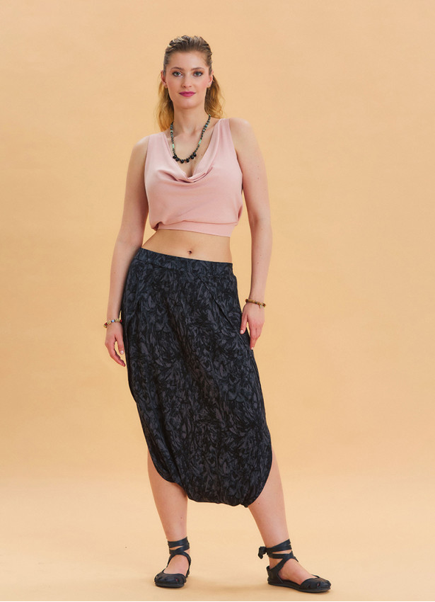 Elastic Waist Crotch Low Anthracite Bohemian Shalwar 4542
